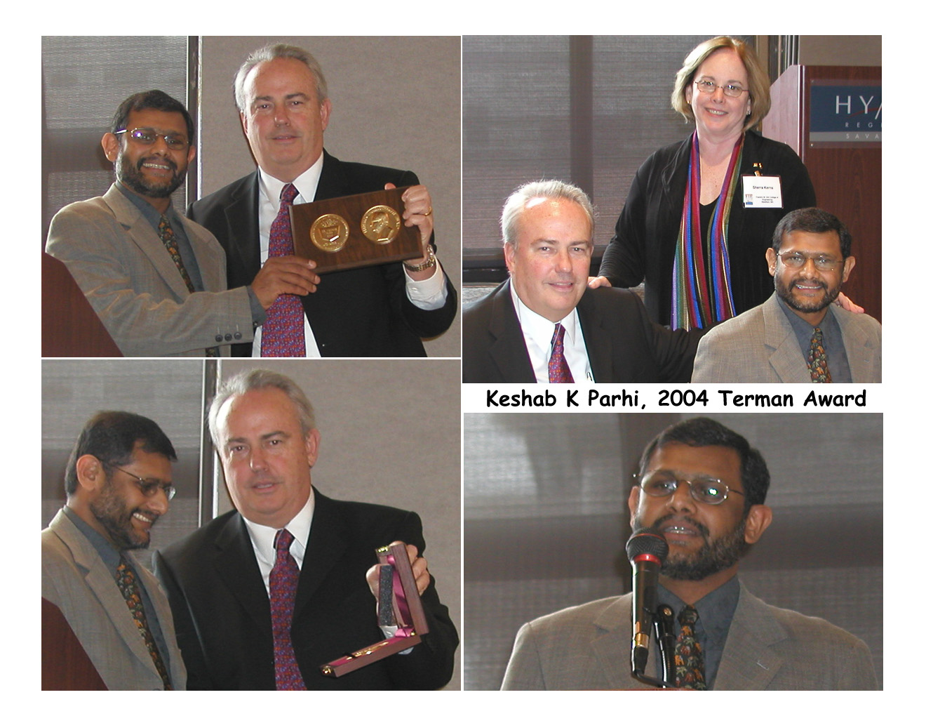 Four shots of Keshab K. Parhi receiving the Terman Award